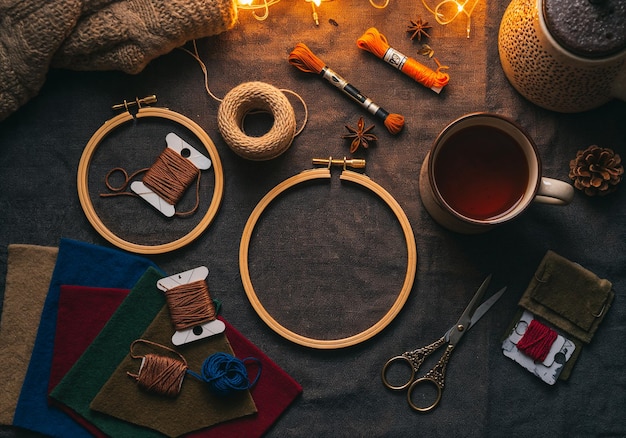 warsztat haftu z nitkami i tamborkiem